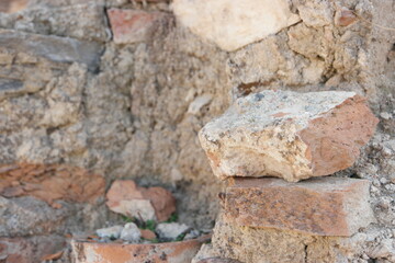 Close up of ruins of an ancient building.