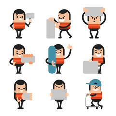 Set of human character poses, Happy business man characters poses, Vector illustrator