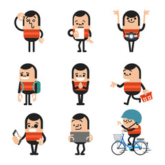 Set of human character poses, Happy business man characters poses, Vector illustrator