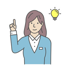 Fototapeta na wymiar Vector illustration of a young businesswoman having good idea ( inspiration, innovation )