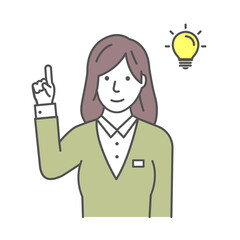 Vector illustration of a young businesswoman having good idea ( inspiration, innovation )