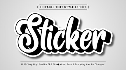 Cool black and white sticker text effect, Editable text effect - obrazy, fototapety, plakaty