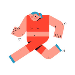 Cute running woman vector cartoon characters illustration isolated on a white background.