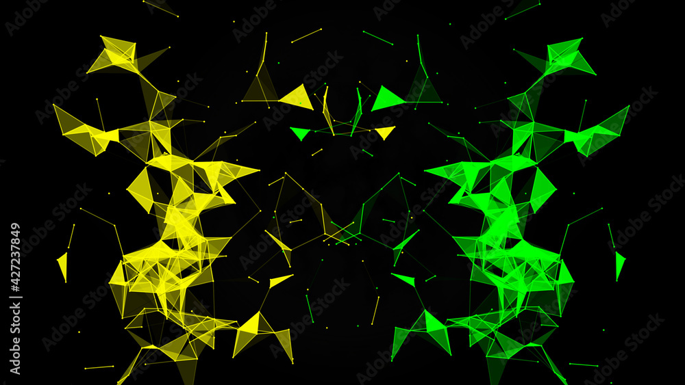 Poster network connection system.background with connection dots and lines. big data vizualization. 3d rend