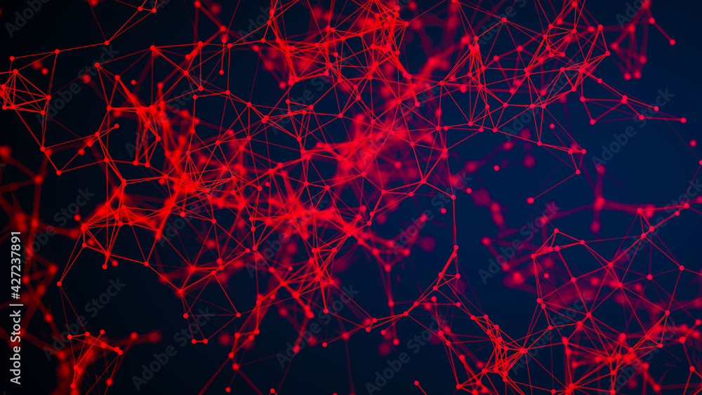 Poster network connection system.background with connection dots and lines. big data vizualization. 3d rend