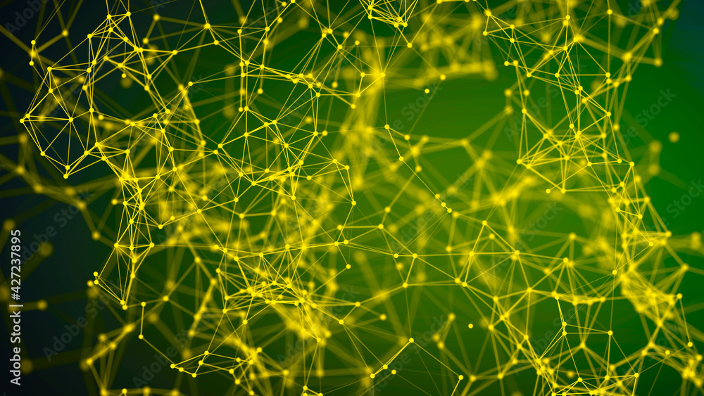 Poster Network connection system.Background with connection dots and lines. Big data vizualization. 3d rendering. 