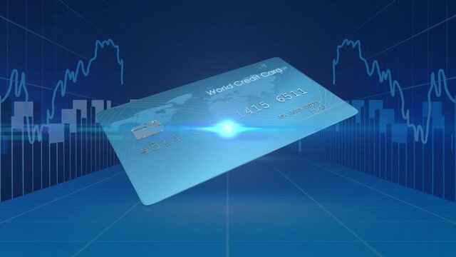 Animation of financial data processing over credit card