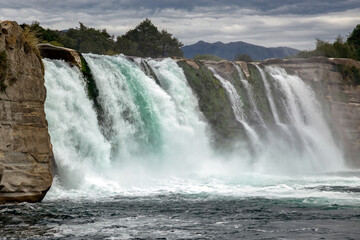 View of Maruia waterfall in New Zealand