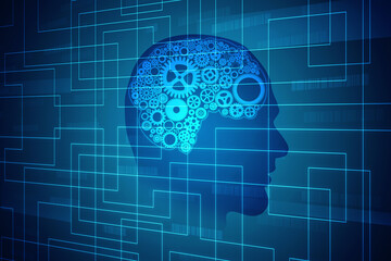 2d illustration digital Artificial mind concept