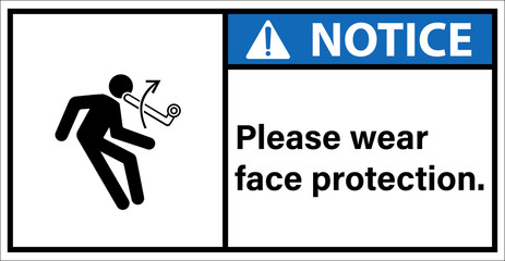 Be careful with objects hitting your face.,Notice sign
