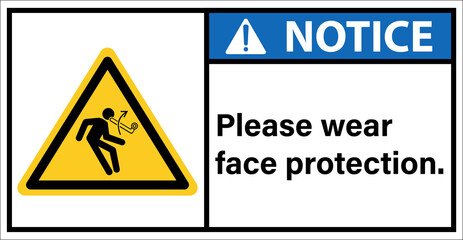 Be careful with objects hitting your face.,Notice sign
