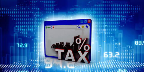 

3d illustration Tax Concept with percentage symbol
