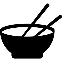 bowl with chopsticks icon vector