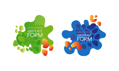 Abstract Form Logo Design, Colorful Modern Liquid Dinamic Shapes Design Labels Set Vector Illustration