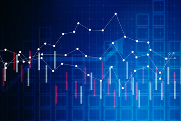 2d rendering Stock market online business concept. business Graph 