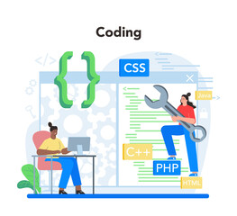 Software developer concept. Idea of programming and coding