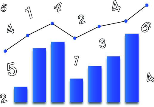 Blue Financial Chart With Uptrend Line Graph. Business Theme. Economics And Marketing Chart. Simple Modern Column Chart With Blue Gradient Fill. Monochrome Color Chart. School Chart For Kids