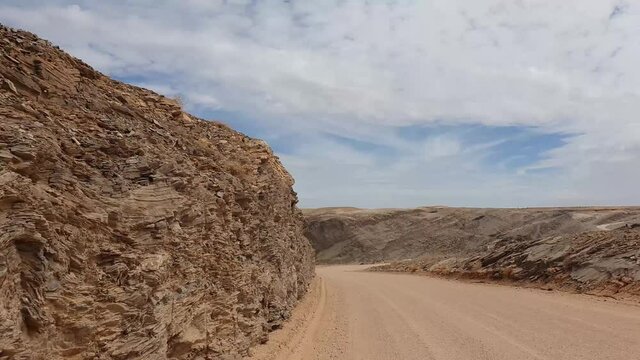 Road drive at Hardap region, Namib Desert, Namib Naukluft National Park towards Sossusvlei, Namibia
