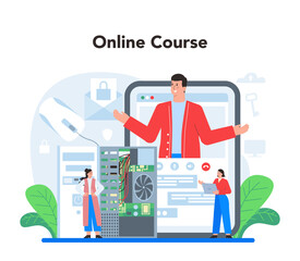 System administrator online service or platform. Technical work with server