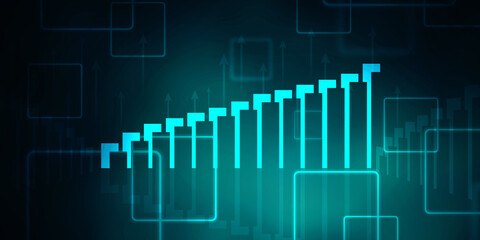 2d rendering Stock market online business concept. business Graph 