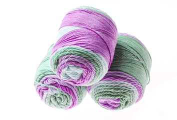 Skein of woolen threads isolated on white background