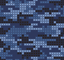 
camouflage blue seamless pattern, trendy print background. Military texture. Ornament