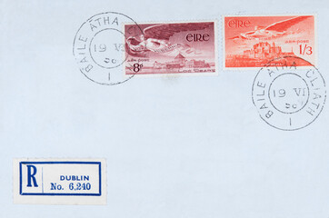 briefmarke stamp gestempelt used frankiert cancel vintage retro alt old papier paper briefumschlag...