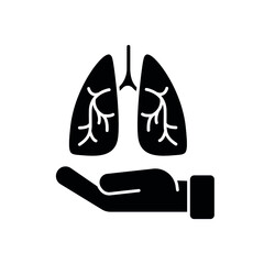 Lung donor glyph icon. Surgical medicine. Thin line customizable illustration. Contour symbol. Vector isolated outline drawing.