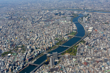 隅田川を空撮