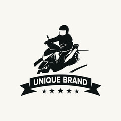 Unique biker skuter matic logo design