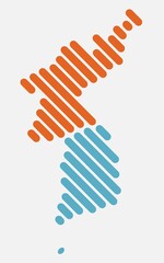 Simplicity modern abstract geometry North and South Korea map. Vector illustration.