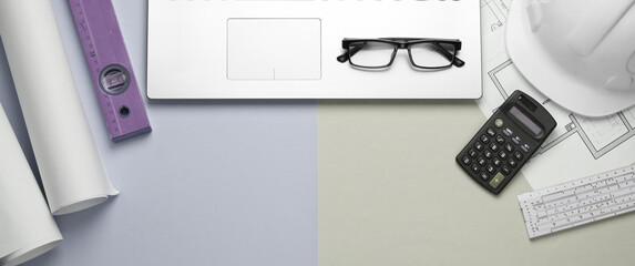 Engineering and construction equipment. Flat lay