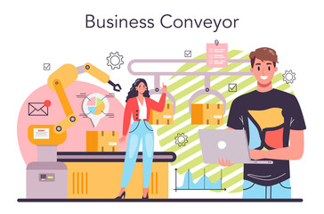 Business conveyor concept. Idea of business development