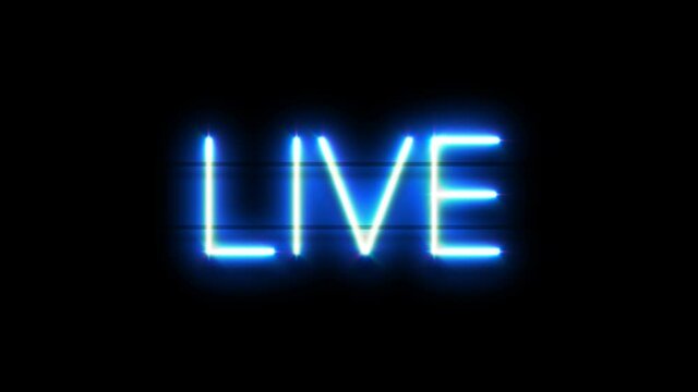 Live Neon Sign Appear On Black Background.