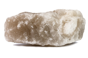 one large piece of natural salt on a white isolated background