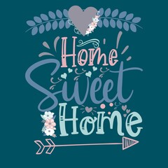 vector illustration with flowers home sweet home