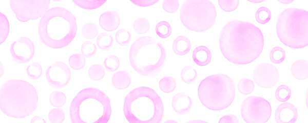 Seamless Watercolor Circles. Pink Rounds Design. Pastel Drawn Spots Illustration. Grunge Watercolor Circles Texture. Cute Dots Confetti. Art Hand Paint Fabric. Watercolor Circles Background.