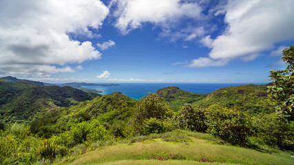 Fototapeta na wymiar Panoramic view of the sea and the Islands of Batangas province. Mindoro island, Philippines.