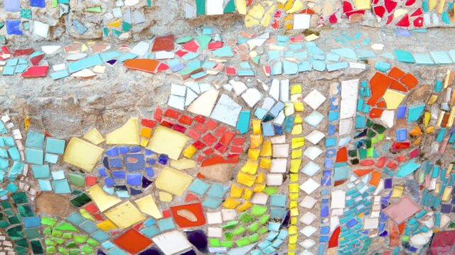 colored mosaic art background texture decoration old surface architecture ceramic glass