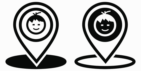 Boy or Gir location icon. Geotag the child. Tracking children. Vector graphics.