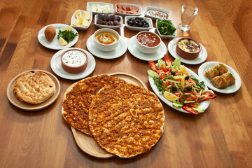 Traditional Turkish cuisine. Various dishes, soups and snacks.