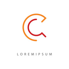 C Letter Business Logo Design Template. Modern Shape Icon Line Art Vector