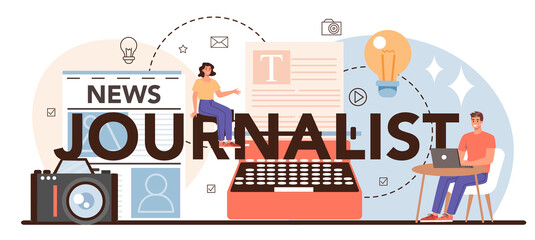 Journalist typographic header. Newspaper, internet and radio journalism