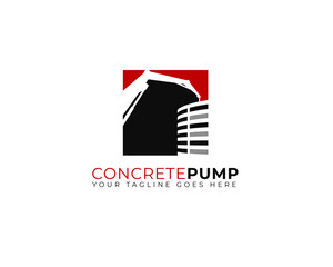 concrete pump vehicle for building construction logo template