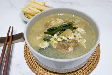 Korean food Dried pollack soup and vegetable.