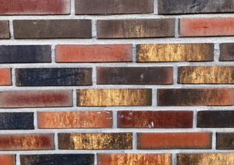 Fototapeta premium A wonderful full frame photos of a beautiful mixed color brick wall.
