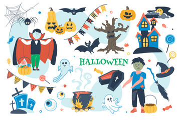 Halloween concept isolated elements set