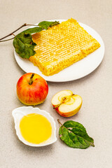 Jewish New Year holiday Rosh Hashanah concept with traditional symbols