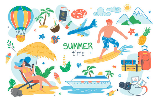 Summer time concept isolated elements set