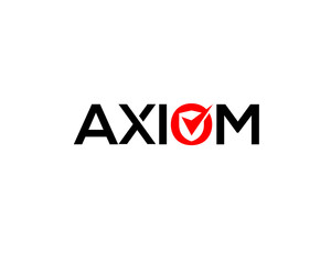 axiom wordmark logo template with checklist or globe eye as letter o